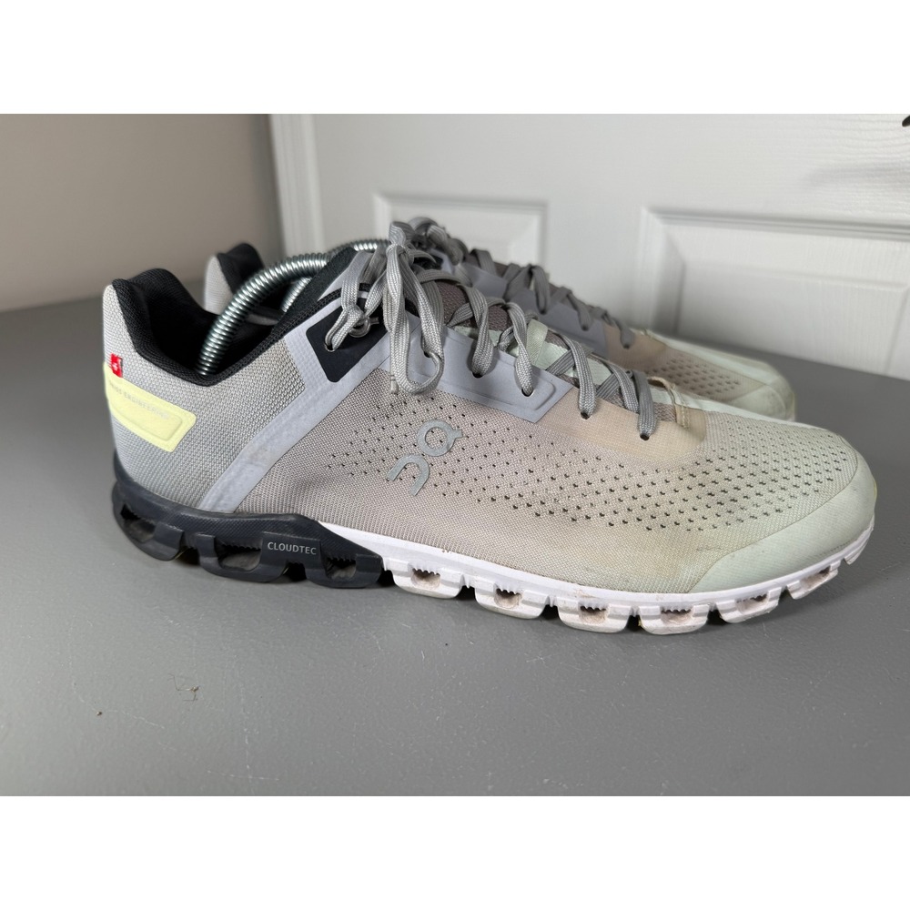 On Running Cloudflow Grey Lime Green Mens Running Shoes 35.99235 Size 10